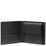 MICHAEL KORS HARRISON SAFFIANO LEATHER BILLFOLD WALLET WITH COIN POCKET BLACK 36S4LHRF3L