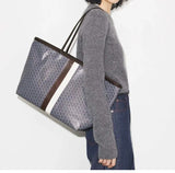 TORY BURCH LARGE  RACER TOTE  BAG IN BLUE SIGNATURE 178726