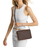 MICHAEL KORS JET SET ITEM CROSSBODY BAG IN SIGNATURE BROWN 35F8GTTC3B200