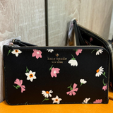 KATE SPADE Lucy Floral Waltz Large L-Zip Wristlet KF333 001 (Black Multi)