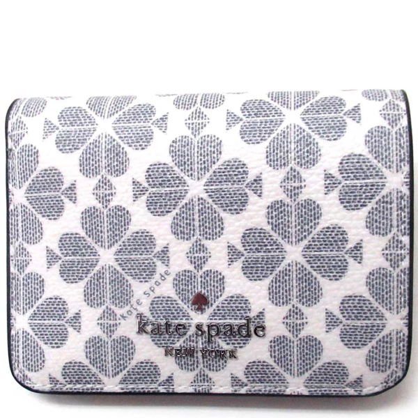 KATE SPADE NEW YORK SPADE FLOWER PVC COATED CANVAS SMALL BIFOLD WALLET KG493 IN NAVY MULTI