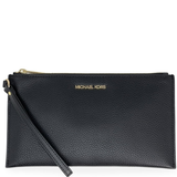 MICHAEL KORS WOMEN'S JET SET TRAVEL LARGE TOP ZIP PEBBLED LEATHER WRISTLET POUCH 35S4GTVW3L (BLACK)