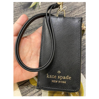 KATE SPADE KATE SPADE CARD CASE LANYARD KC573 BLACK SAFFIANO LEATHER