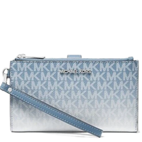 MICHAEL KORS WOMEN'S JET SET LARGE OMBRÉ SIGNATURE LOGO WRISTLET 35R5STVW3V LIGHT SKY / LT SKY