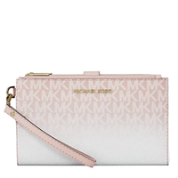 MICHAEL KORS WOMEN'S JET SET LARGE OMBRÉ SIGNATURE LOGO WRISTLET 35S5STVW3V POWDER BLUSH / PWD BLUSH