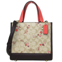 COACH DEMPSEY TOTE 22 IN SIGNATURE CANVAS WITH HEART AND STAR PRINT GOLD/LIGHT KHAKI MULTI CJ646