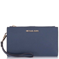 MICHAEL KORS JET SET TRAVEL DOUBLE ZIP WRISTLET PHONE WALLET 35F8GTVW0L NAVY