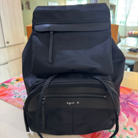 AGNES B LARGE BACKPACK NYLON BLACK LAPTOP A4 VUMOM-06 DRAWSTRING VUM0M-06