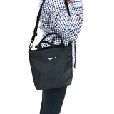 AGNES B. ENFANT 2 WAY DESIGN SHOULDER TOTE BAG WITH LOGO (BA11 AC12) BLACK