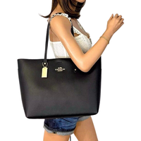 COACH 72673 BLACK PEBBLED LEATHER LARGE TOWN TOTE BAG