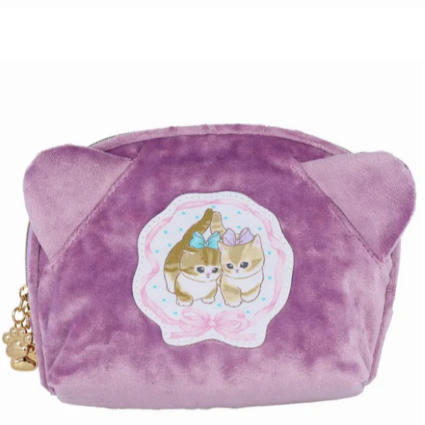 MOFUSAND FROM JAPAN MOFUSAND RIBBON SERIES - FLUFFY MAKE UP POUCH / PENCIL CASE (PURPLE)
