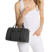 MICHAEL KORS JET SET TRAVEL MEDIUM SIGNATURE LOGO SATCHEL BLACK 35S4STFS8B