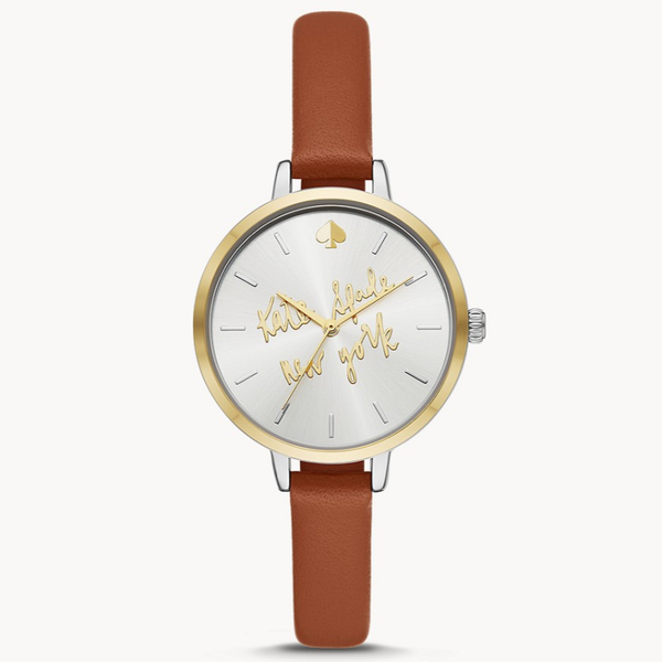 KATE SPADE NEW YORK METRO THREE-HAND BROWN LEATHER WATCH KSW9047 BOXED