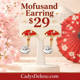 MOFUSAND FROM JAPAN SWINGING CLIP-ON EARRINGS - UMBRELLA CAT