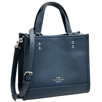 COACH DEMPSEY TOTE 22 CO971 SILVER/DENIM BLUE FULL LEATHER