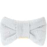 MAISON DE FLEUR FROM JAPAN 2 WAY TWEED RIBBON-SHAPED SHOULDER / CROSSBODY BAG CUM CLUTCH BLUE