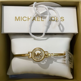 MICHAEL KORS MK LOGO GOLD-TONE BANGLE BRACELET - MKJX6519710