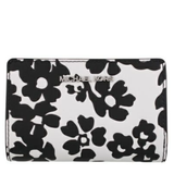MICHAEL KORS JET SET MEDIUM FLORAL PRINT BI-FOLD WALLET BLACK 35S5STVF6Y