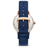 BOXED KATE SPADE NEW YORK METRO THREE-HAND NAVY LEATHER WATCH KSW9051 34 MM