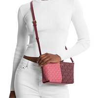 MICHAEL KORS JET SET SMALL TWO-TONE LOGO CROSSBODY BAG OXBLOOD MULTI 35F4GTVC1V