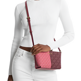MICHAEL KORS JET SET SMALL TWO-TONE LOGO CROSSBODY BAG OXBLOOD MULTI 35F4GTVC1V