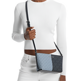 MICHAEL KORS JET SET TRAVEL SMALL TWO-TONE LOGO CROSSBODY BAG NAVY MULTI 35F4STVC1B