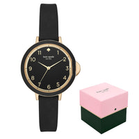 KATE SPADE BOXED PARK ROW STAINLESS STEEL AND SILICONE QUARTZ WATCH  KSW1569 BLACK