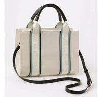 PRE ORDER MARCS CROSSBODY BAG - VEGAN LEATHER CREAM N BLACK GREEN STRIPE  (eta 2ND WEEK OF MARCH)