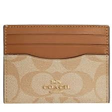 COACH CARD CASE IN SIGNATURE CANVAS CH415 KHAKI BROWN