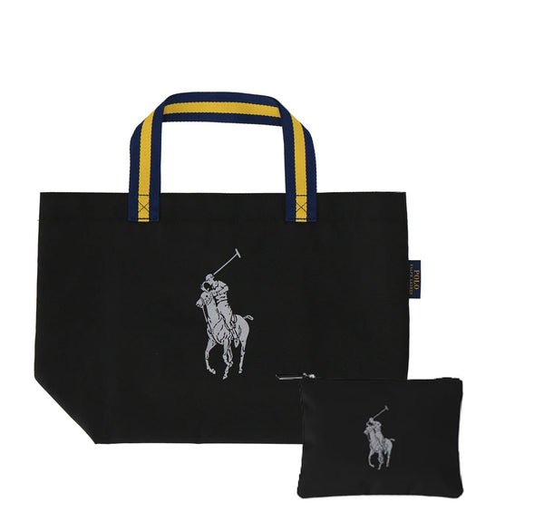 POLO RALPH LAUREN TOTE BAG INCLUDE SMALL POUCH 2 IN ONE BLACK HORSE