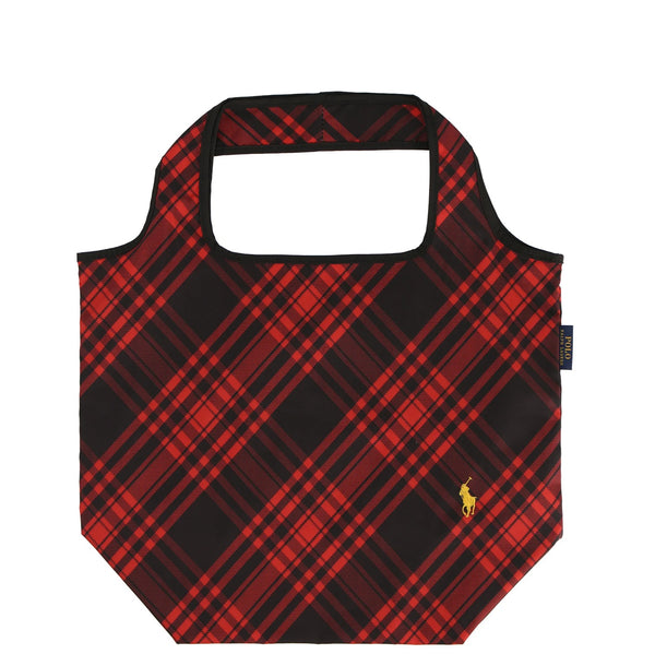 POLO RALPH LAUREN ECO BAG RED CHECK SOULDER BAG EMBROIDERED BEAR LOGO