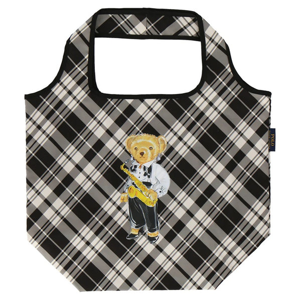 POLO RALPH LAUREN ECO BAG BLACK CHECK SOULDER BAG BEAR DESIGN