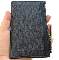 MICHAEL KORS SIGNATURE TOP ZIP CARD CASE COIN POUCH CARD HOLDER WALLET BLACK SIGNATURE 35F2STVD2B