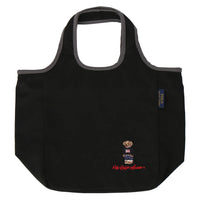POLO RALPH LAUREN TOTE HANDBAG EMBROIDERED BEAR LOGO TOP ZIP BLACK