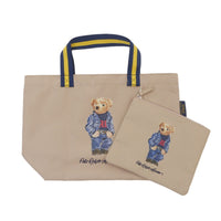 POLO RALPH LAUREN TOTE BAG INCLUDE SMALL POUCH 2 IN ONE LIGHT BROWN BEAR