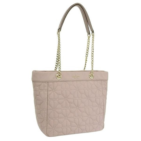 KATE SPADE - SPADE FLOWER QUILTED FABRIC MEDIUM TOTE KK156 NUDE COZY GREY