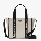 KATE SPADE NEW YORK KIP DENIM SMALL TOTE KG767 CANVAS BLACK STRIPE