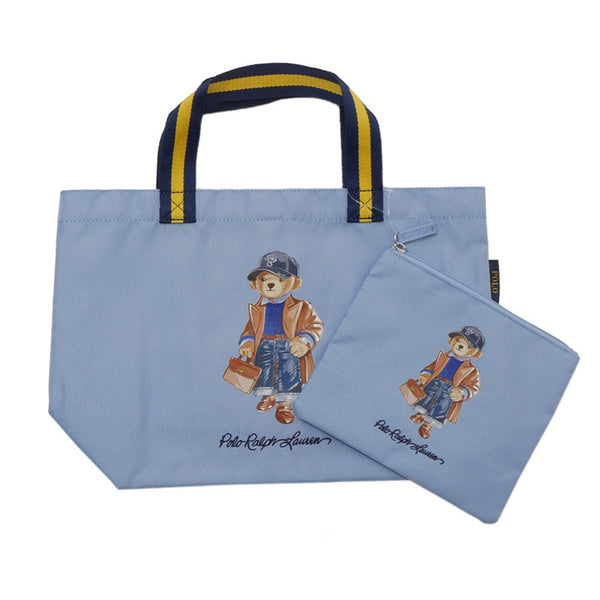 POLO RALPH LAUREN TOTE BAG INCLUDE SMALL POUCH 2 IN ONE LIGHT BLUE BEAR