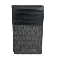 MICHAEL KORS SIGNATURE TOP ZIP CARD CASE COIN POUCH CARD HOLDER WALLET BLACK SIGNATURE 35F2STVD2B