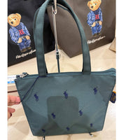 POLO RALPH LAUREN TOTE BAG WITH ZIP DARK GREEN