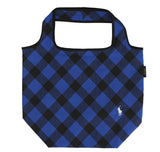 POLO RALPH LAUREN ECO BAG BLUE CHECK SOULDER BAG EMBROIDERED BEAR LOGO
