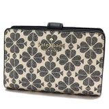 KATE SPADE FLOWER FLORAL PVC MEDIUM COMPACT BIFOLD WALLET KG488 BLACK
