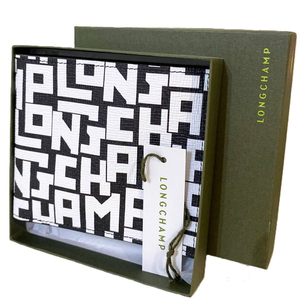 LONGCHAMP BOXED LE PLIAGE CANVAS LEATHER MEN’S WALLET L3508 HPZ 576 LGP WHITE