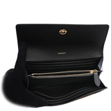 BURBERRY HALTON LARGE CHECK CANVAS AND COWHIDE FLAP BI-FOLD LONG WALLET 80840311 BLACK FLAP