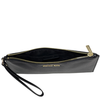 MICHAEL KORS WOMEN'S JET SET TRAVEL LARGE TOP ZIP PEBBLED LEATHER WRISTLET POUCH 35S4GTVW3L (BLACK)
