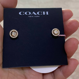 COACH HALO PAVE 2-IN-1 STUD EARRINGS GOLD/CLEAR C9324