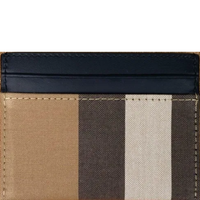 BURBERRY SANDON CHECK CANVAS LEATHER CARD HOLDER TAUPE BROWN 80846451