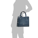 COACH DEMPSEY TOTE 22 CO971 SILVER/DENIM BLUE FULL LEATHER