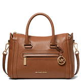 MICHAEL KORS OUTLET CARINE LARGE PEBBLED LEATHER SATCHEL BROWN LUGGAGE 35F2GCCS3L