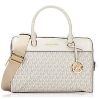 MICHAEL KORS SIGNATURE TRAVEL MEDIUM DUFFLE SATCHEL LIGHT CREAM MULTI